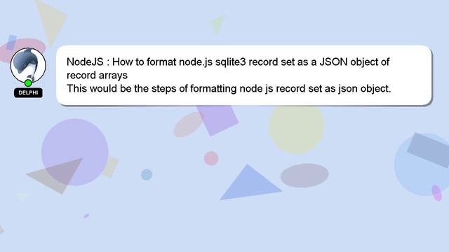 NodeJS : How to format node.js sqlite3 record set as a JSON object of record arrays смотреть онлайн