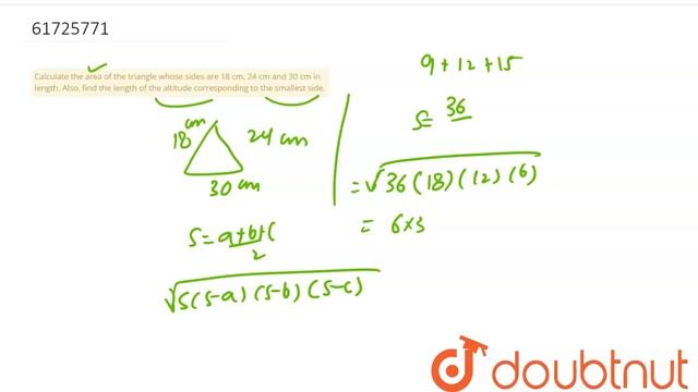Calculate the area of the triangle whose sides are 18 cm, 24 cm and 30 cm in length. Also, find the смотреть онлайн
