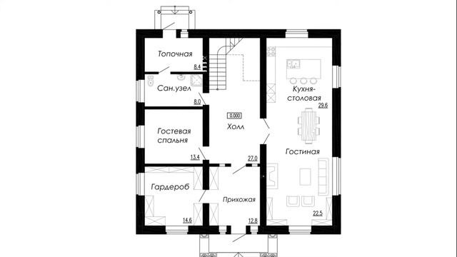 Проект двухэтажного кирпичного дома К-288-К смотреть онлайн