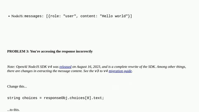 OpenAI ChatGPT (GPT-3.5) API error 400: "Bad Request" (migrating from GPT-3 API to GPT-3.5 API) смотреть онлайн