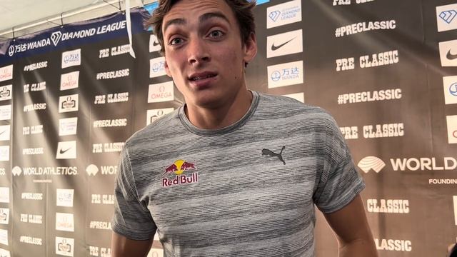 Mondo Duplantis after 6.23m pole vault world record at 2023 Pre Classic смотреть онлайн