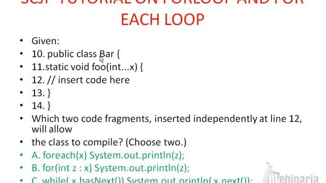 SCJP/OCJP tutorial on for and ForEach Loop смотреть онлайн
