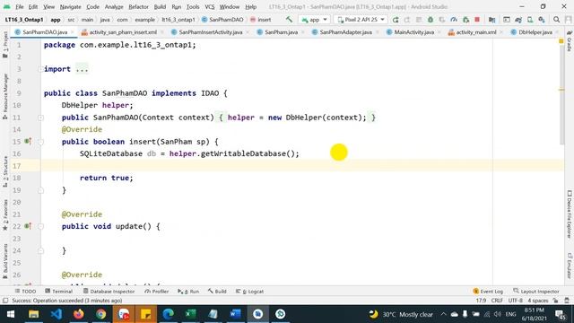 Android - java: SQLite - Interface - DAO - Insert data смотреть онлайн