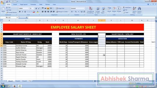 Exercise 34 | Excel Practice Book | How To Make Employee Salary Sheet In Ms Excel смотреть онлайн