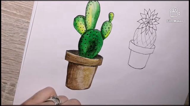 Как просто нарисовать кактус акварелью смотреть онлайн