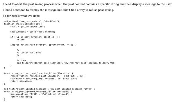Wordpress: Cancel post save смотреть онлайн