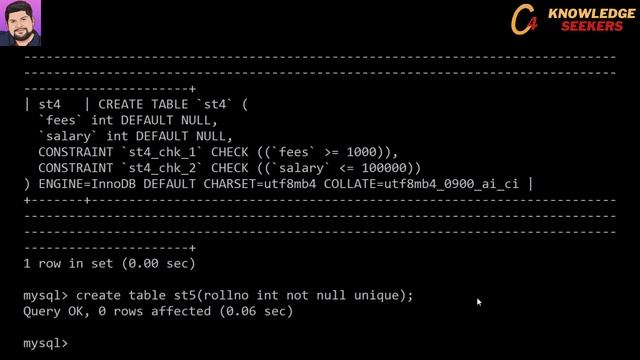 008 MySQL: Unique Key, NOT NULL, Check, Default Value Concept, Auto Increment Field, Enum Datatype. смотреть онлайн