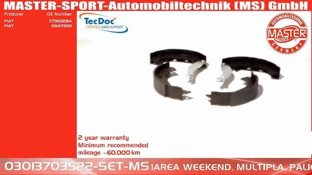 03013703522-SET-MS | BRAKE SHOES | Master-Sport-Automobiltechnik (MS) GmbH смотреть онлайн