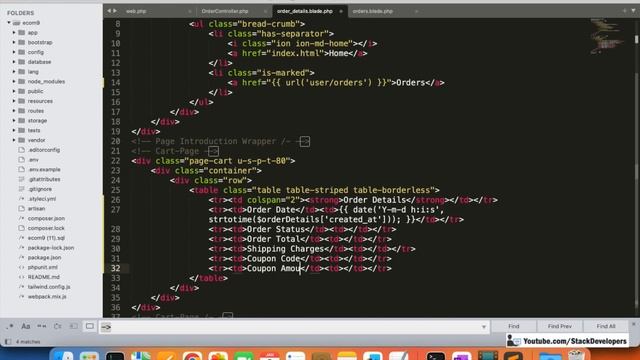 Laravel 9 Tutorial #140 | User Orders (II) | Display User Order Details смотреть онлайн