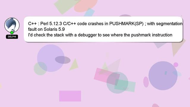 C++ : Perl 5.12.3 C/C++ code crashes in PUSHMARK(SP) ; with segmentation fault on Solaris 5.9 смотреть онлайн