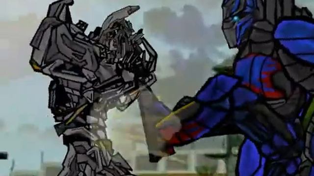 Момент "Оптимус Прайм против Мегатрона в лесу" ат2 смотреть онлайн