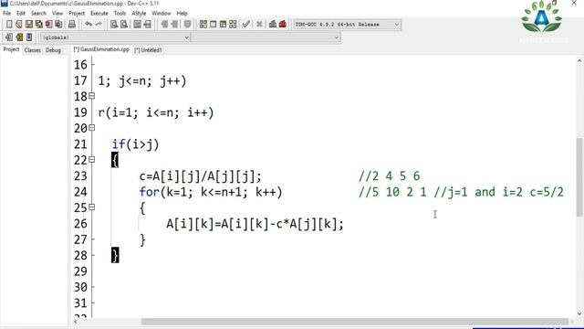 GAUSS ELIMINATION IN C || C PROGRAMMING TUTORIALS смотреть онлайн