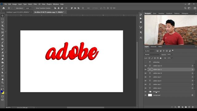 SIMPLE 3D TEXT TUTORIAL "POOR MAN'S 3D" - ADOBE PHOTOSHOP смотреть онлайн