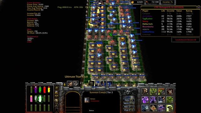 #19 Line Tower Wars Reforged (Warcraft 3 Custom Game) - Titan Vault gameplay смотреть онлайн