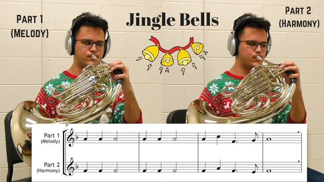 Jingle Bells HORN DUET with sheet music смотреть онлайн