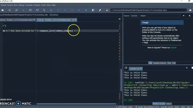 Darsh Garg / Project - 174 (Connecting Jobs - 2) / WhiteHat Jr / Python Coding / Spyder смотреть онлайн