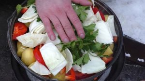 БАСМА В КАЗАНЕ НА КОСТРЕ.  Рецепт очень вкусного и простого узбекского блюда.
