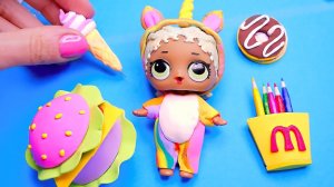 4 Удивительных Миниатюрных предмета фаст-фуда в виде единорога для куклы Лол
