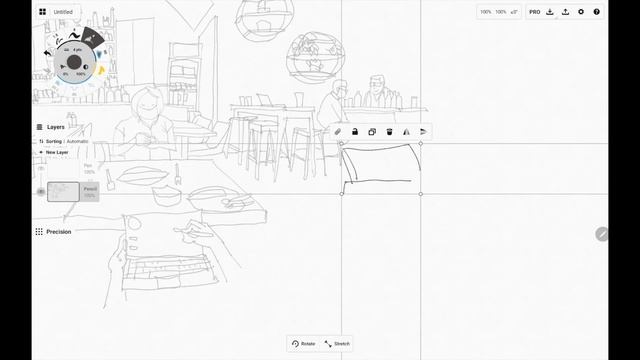 Restaurant interior panorama sketch (timelapse tutorial) смотреть онлайн