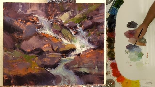 How to Paint a Waterfall - Oil Paint - Fast Motion Art Video Song of the Lonely Mountain Bill Inman смотреть онлайн