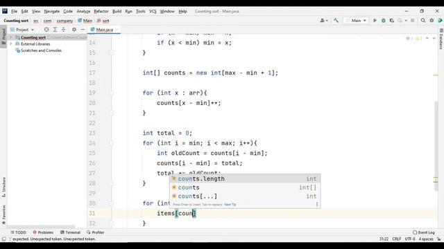Java Counting sort смотреть онлайн