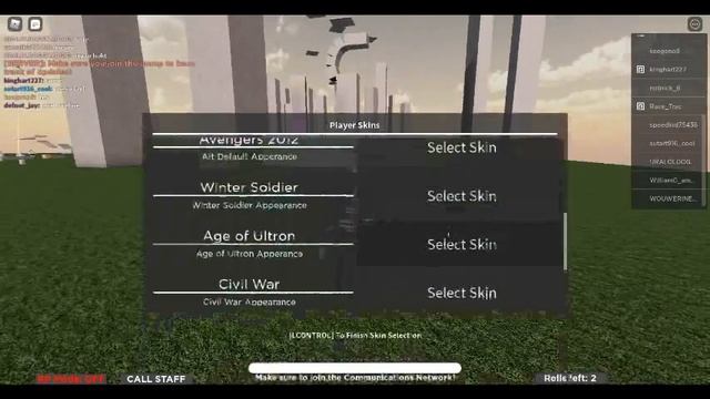 Captain America controls. (Avengers testing server|Roblox) смотреть онлайн