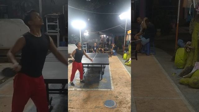 Midnight Table Tennis High toss serve and backhand flick training смотреть онлайн