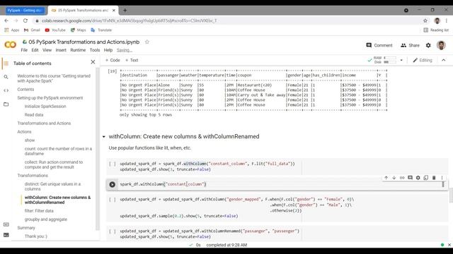 PySpark Transformations and Actions | show, count, collect, distinct, withColumn, filter, groupby смотреть онлайн