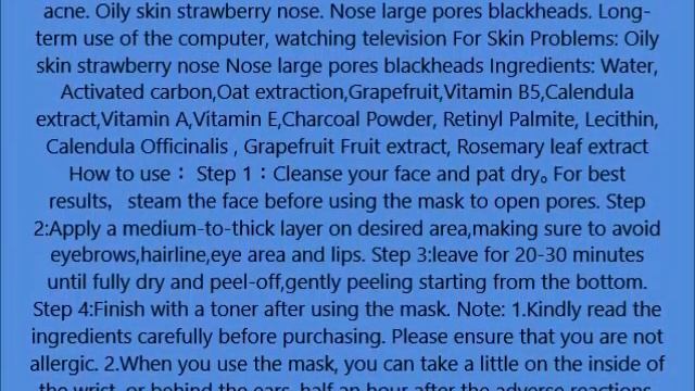 Blackhead Remover Mask,Black Head Facial Mask Cherioll® 50 ml Deep Cleansing Purifying Peel off Mas смотреть онлайн