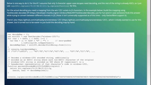 Decoding a url-encoded windows-1251 (cp1251) string with JavaScript смотреть онлайн