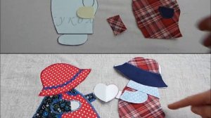 DIY. Аппликация из ткани девочка и мальчик с сердечком, любовь.  Fabric applique Felt heart