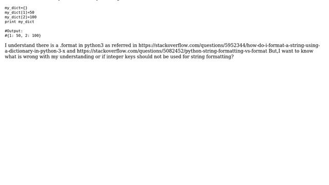 String formatting using integer type key in dictionary returns KeyError in Python 2,works with... смотреть онлайн