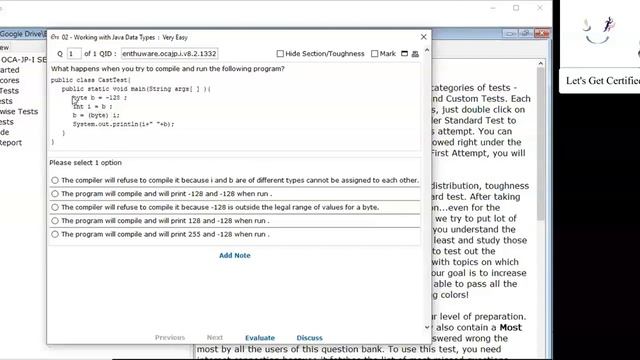 Assigning byte to int and vice versa in Java. (enthuware.ocajp.i.v8.2.1332) смотреть онлайн