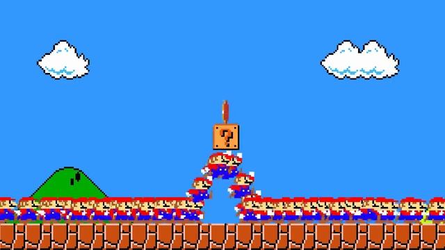Mario Brothers But with 100 Marios At Once смотреть онлайн
