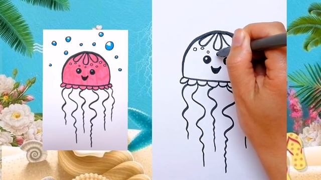 Как нарисовать медузу. Рисуем с детьми. смотреть онлайн