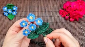 МК ВЯЖЕМ КРЮЧКОМ БРОШЬ НЕЗАБУДКА ! ЧАСТЬ 2 ! TUTORIAL HOW TO CROCHET BROOCH FORGET-ME-NOT PART 2