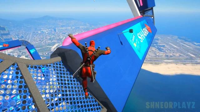 SUPERHEROES EXTREME SKYDIVING CHALLENGE w/ Black Widow Winter Soldier etc... (GTA 5 Funny Contest) смотреть онлайн