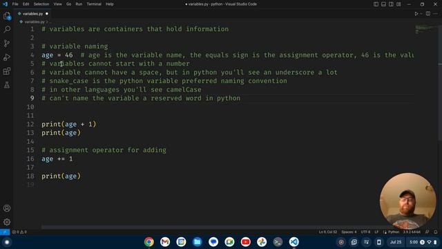 Python Intro to Variables смотреть онлайн