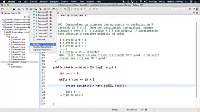 Solução Algoritmo Lista 05.1 - Questão 10 (com Math.pow) смотреть онлайн