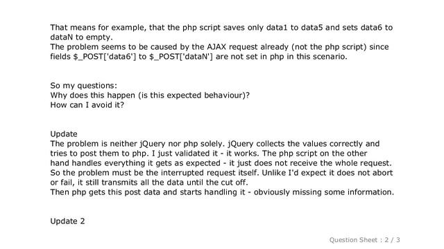 MySQL : jQuery post request interrupted: Only half of post parameters arrive смотреть онлайн