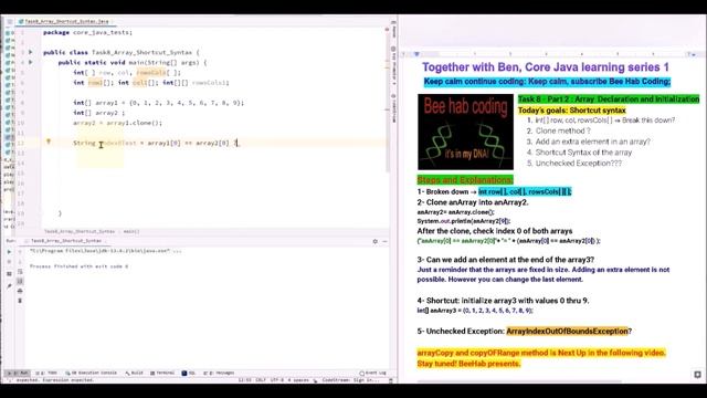 Task 8 Part 2 Arrays Declaration Initialization Shortcuts, an unchecked Exception смотреть онлайн