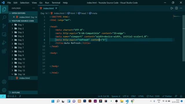 How to Auto Refresh a Web page in every 5 second in HTML in hindi смотреть онлайн