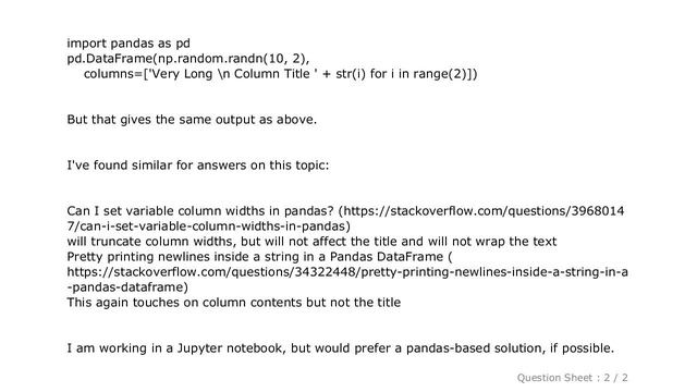 Pandas : Wrapping column names in Python Pandas DataFrame or Jupyter Notebooks смотреть онлайн