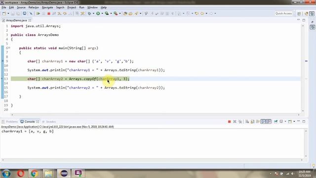 How to use copyOf(char[] original, int newLength) method of Java.util.Arrays Class? смотреть онлайн