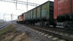 Маневровые работы тепловоза ЧМЭ3Э-6240 по станции Железнодорожная.