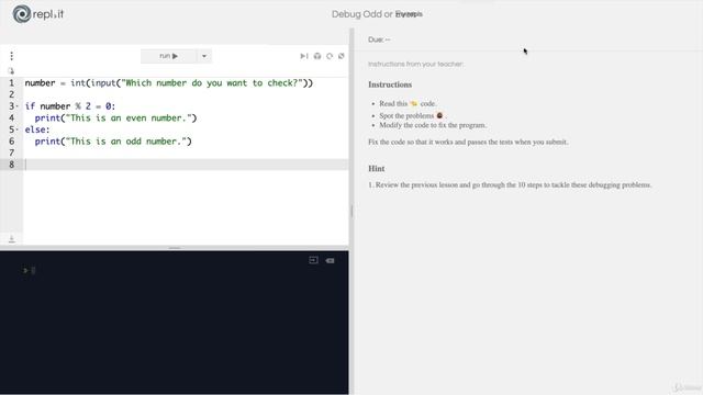 Day 13 - Debugging_ How to Find and Fix Errors 8 [Interactive Coding Exercise] Debugging Odd or Even смотреть онлайн