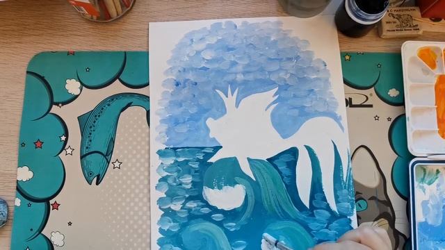 Гуашь. Рисуем Золотую рыбку. смотреть онлайн