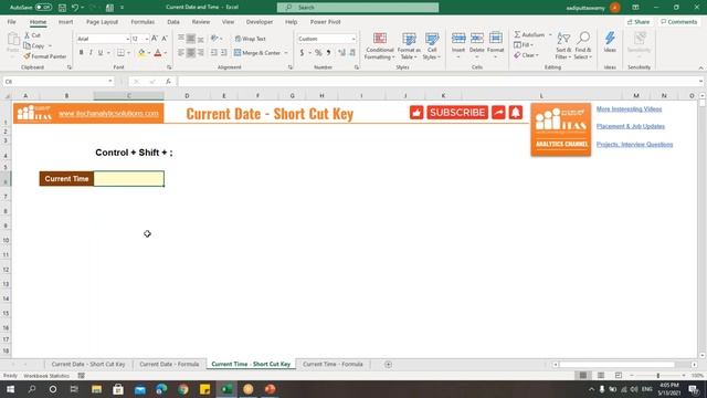 CURRENT DATE AND TIME - ENGLISH | ADVANCED EXCEL TIPS AND TRICKS смотреть онлайн