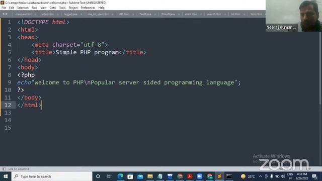 PHP(OVERVIEW OF PHP) BCA & BSCIT 2ND YEAR,PPU,23-02-22 смотреть онлайн