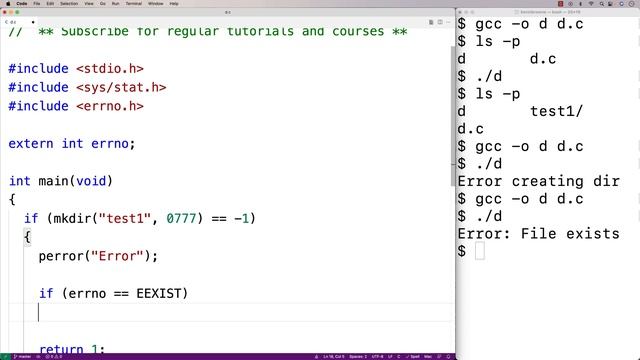 Make A File Directory With mkdir() | C Programming Tutorial смотреть онлайн